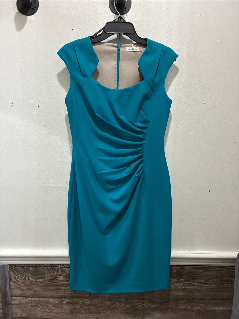 Calvin Klein Teal Ruched Sheath Dress